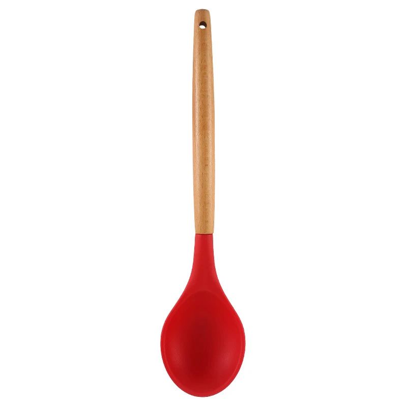 red silicone ladle